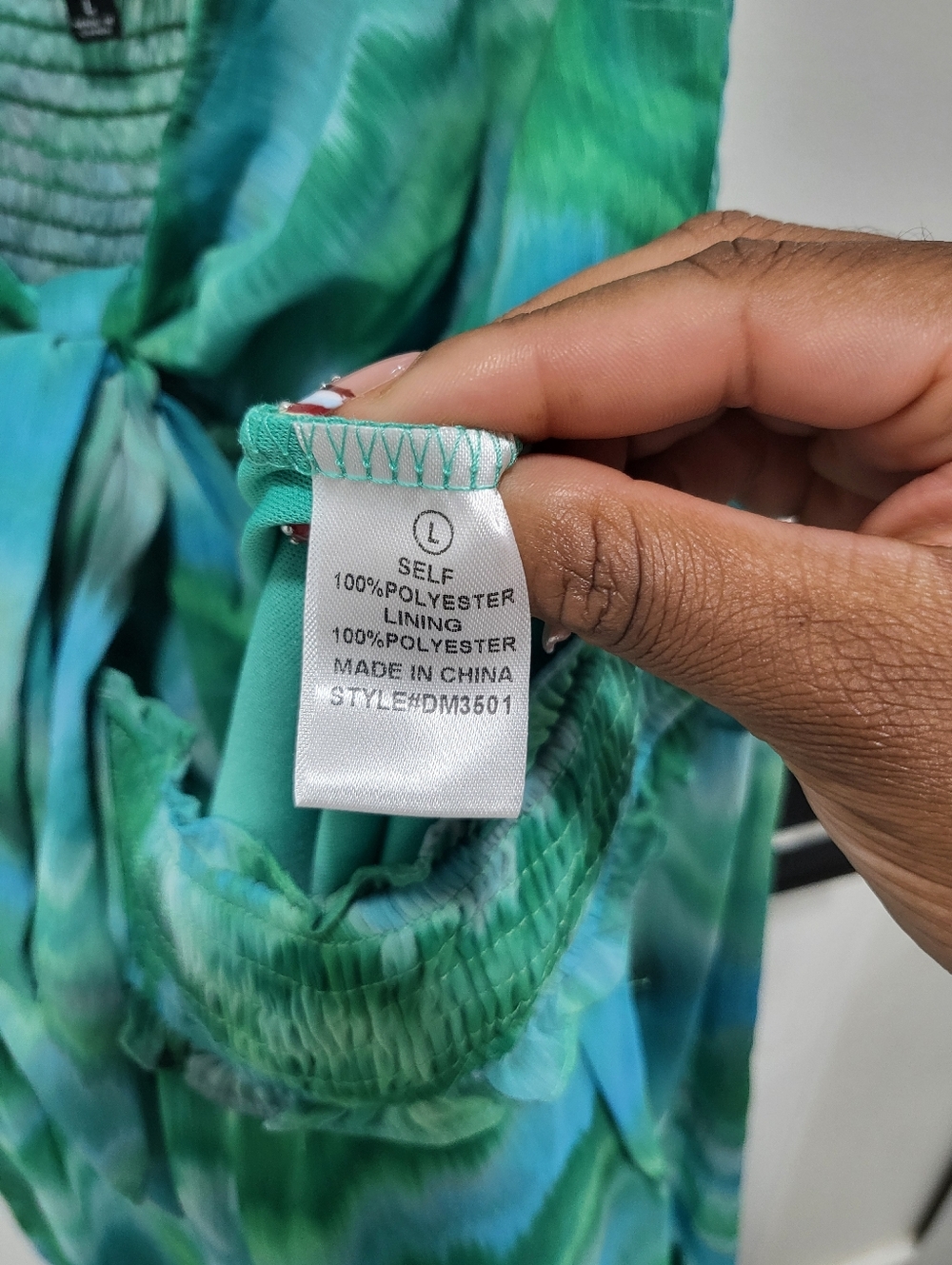 NWOT FN Blue Green Wave Jumpsuit - Size Large - Picture 6 of 8